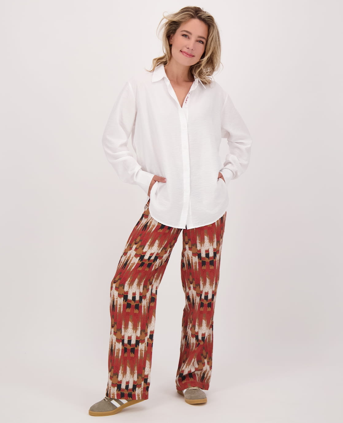 Je m'appelle Broeken Pant Straight | Multicolor / Rood