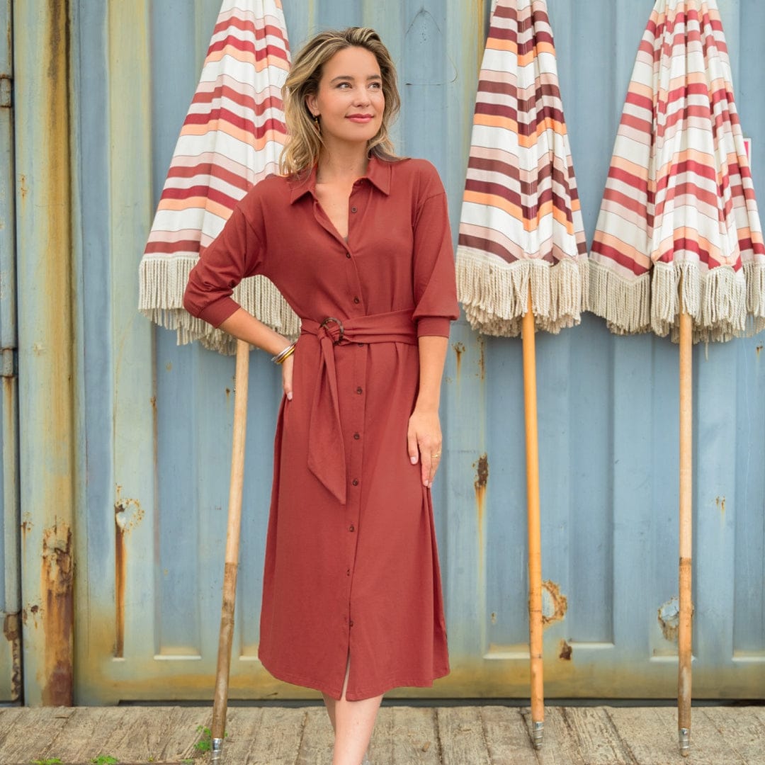 Je m'appelle Jurken Brique / XS Shirtdress Robe | Brique