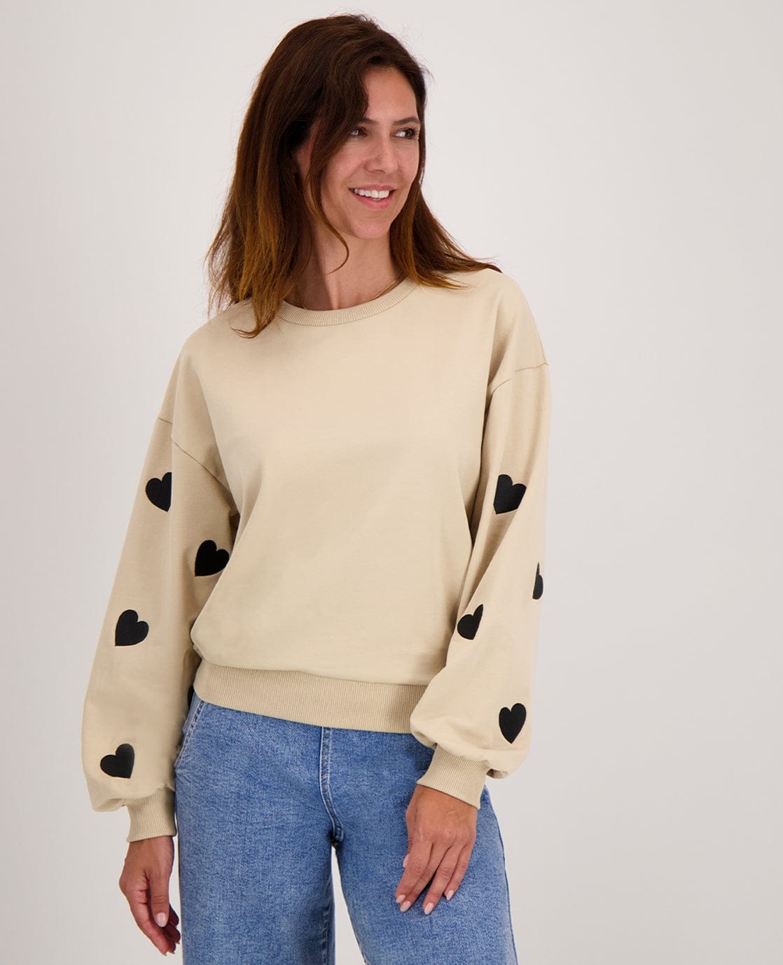 Je m'appelle Tops Sweater Hearts | Beige