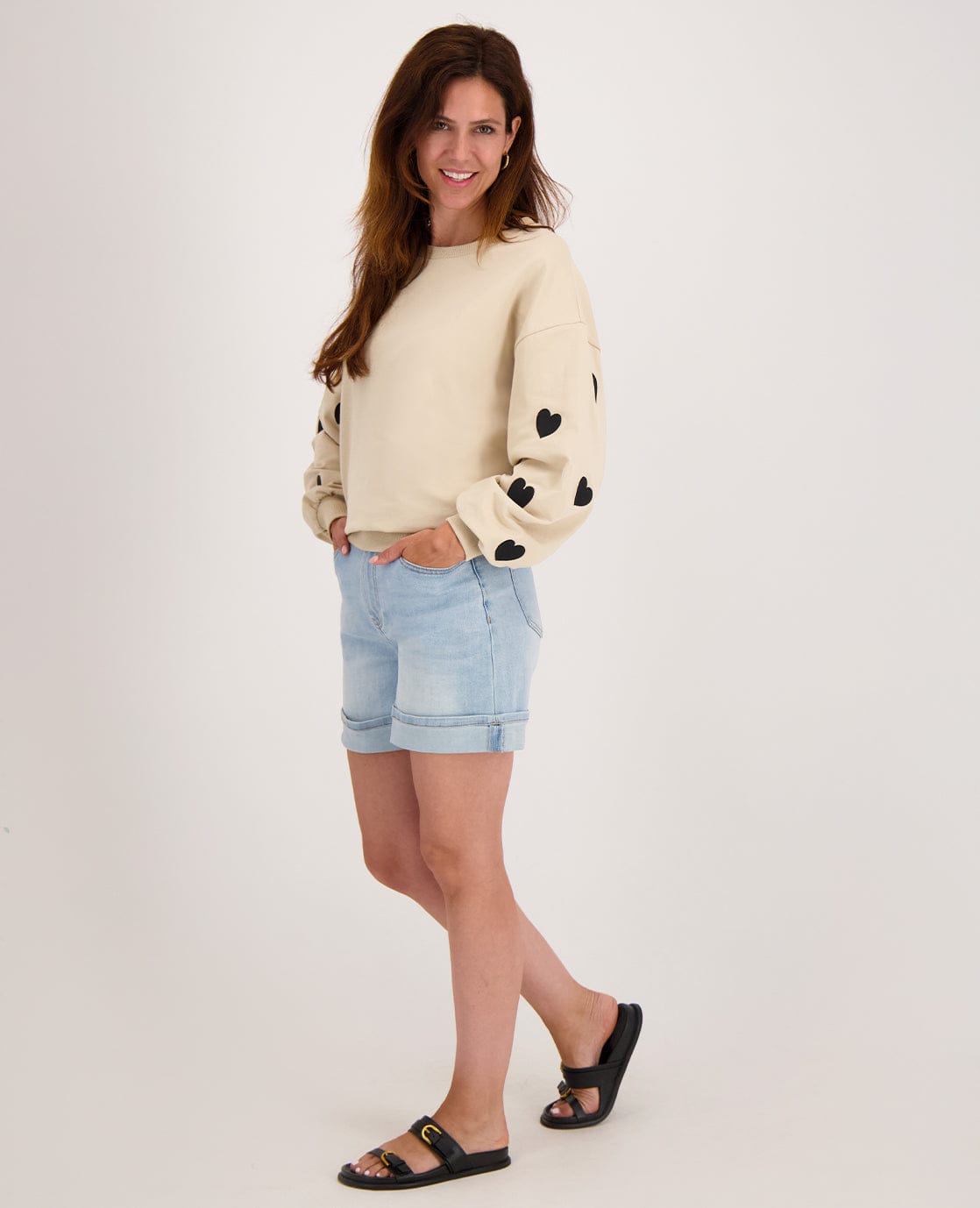 Je m'appelle Tops Sweater Hearts | Beige