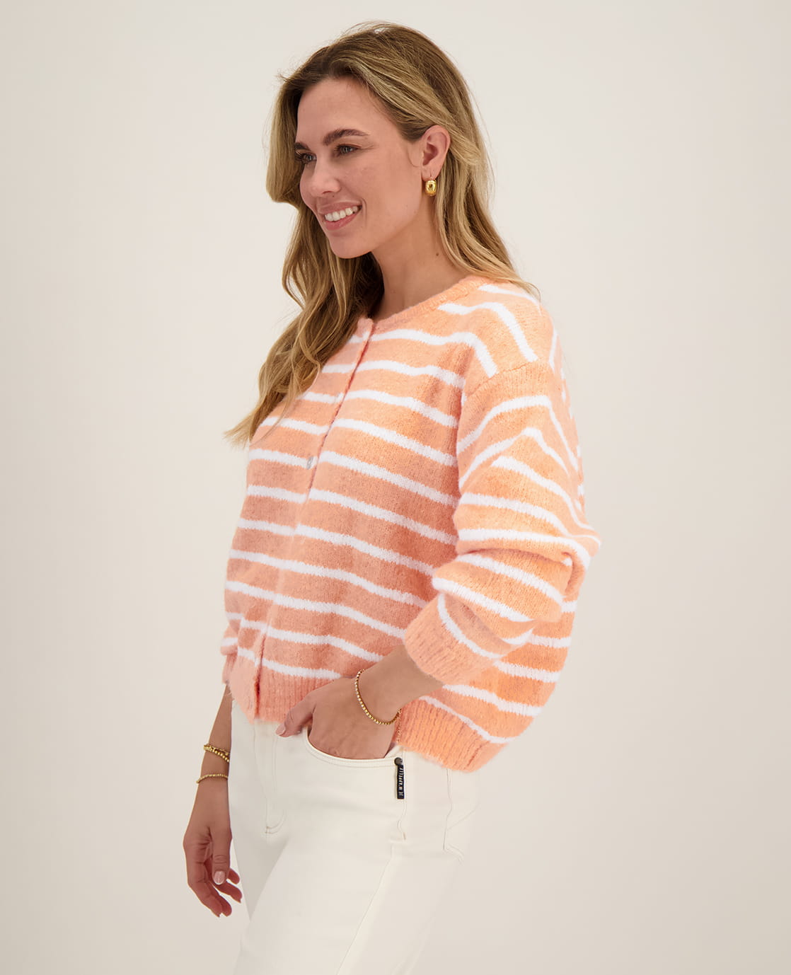 Je m'appelle Vesten Pastel Peach / White / S/M/L Veste Diede | Pastel Peach / White