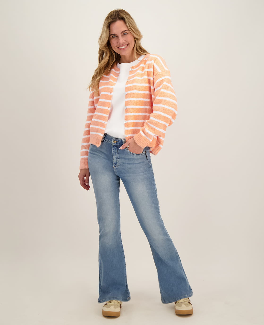 Je m'appelle Vesten Pastel Peach / White / S/M/L Veste Diede | Pastel Peach / White