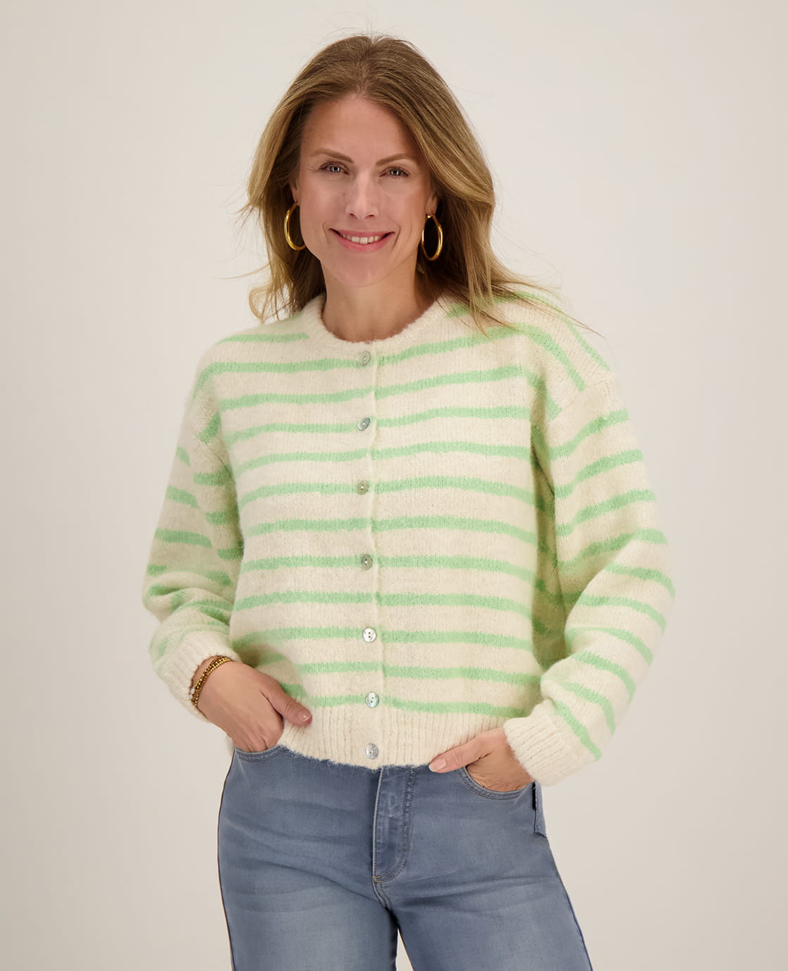 Je m'appelle Vesten Beige / Green / S/M/L Veste Diede | Beige / Green