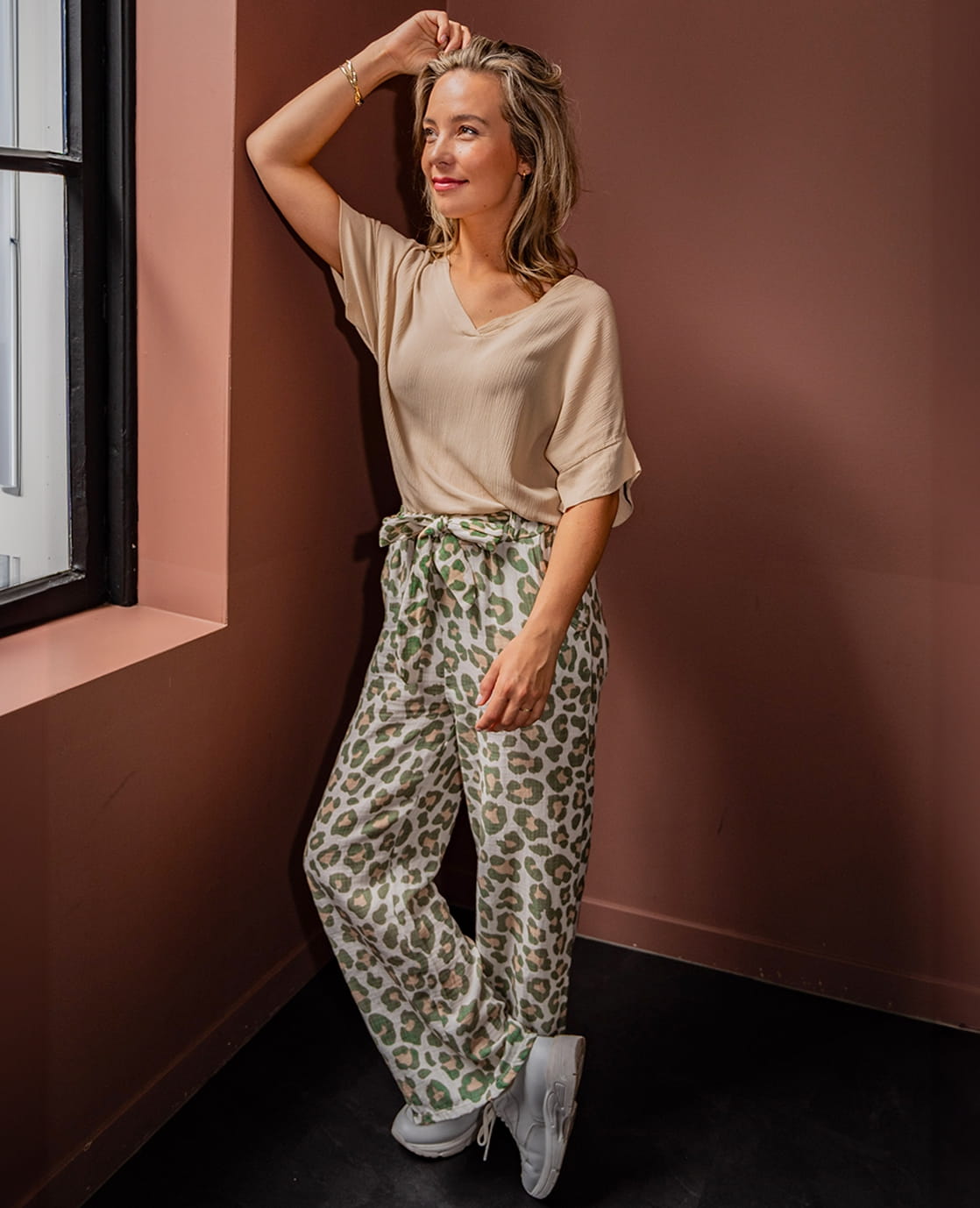 Je m'appelle Broeken Olive / S/M Pant Straight Panthère | Olive