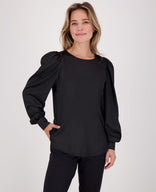Je m'appelle Tops Top Madeleine Satin | Zwart