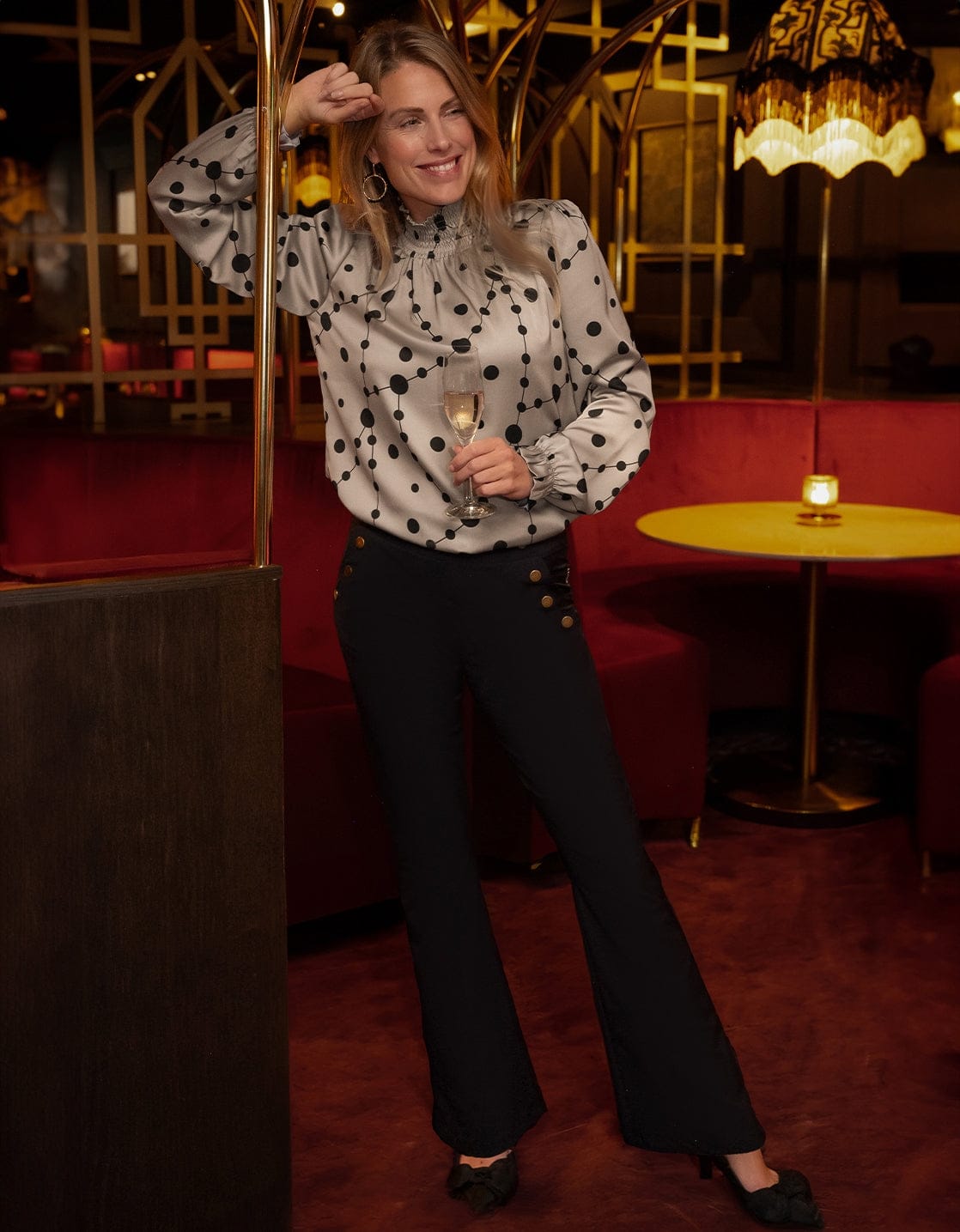 Je m'appelle Broeken Zwart / XS / Regular Pant Flare Marise Buttons Travel | Zwart