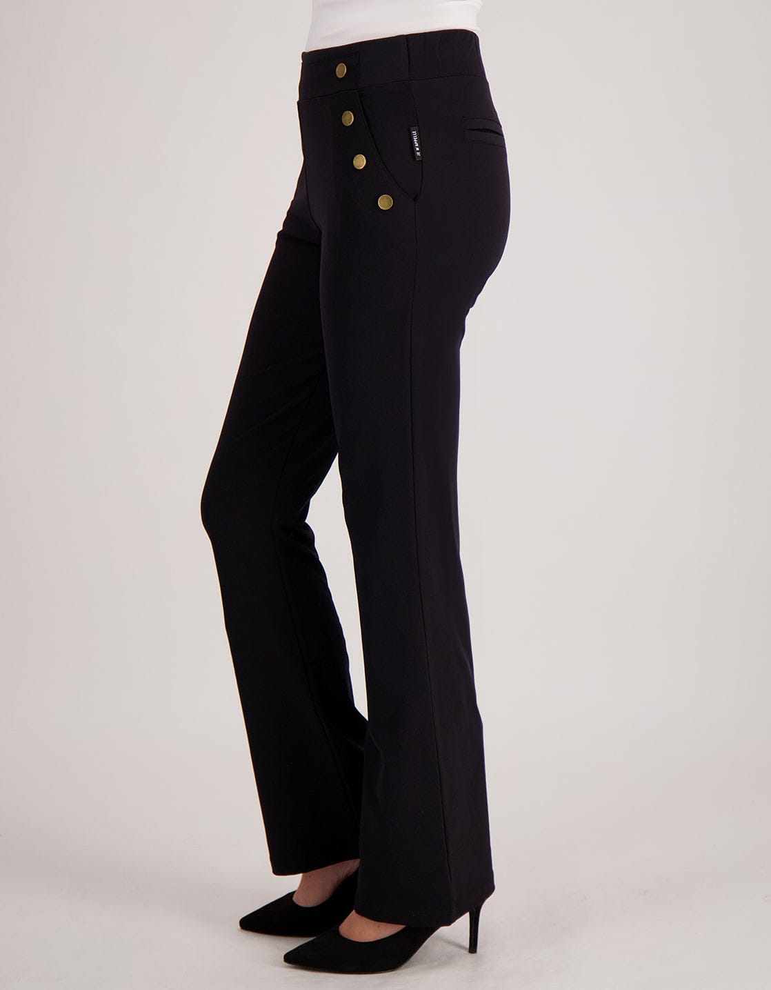Je m'appelle Broeken Pant Flare Marise Buttons Travel | Zwart