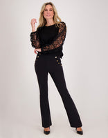 Je m'appelle Broeken Pant Flare Marise Buttons Travel | Zwart