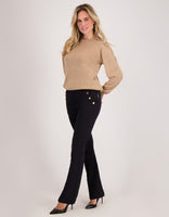 Je m'appelle Broeken Pant Flare Marise Buttons Travel | Zwart
