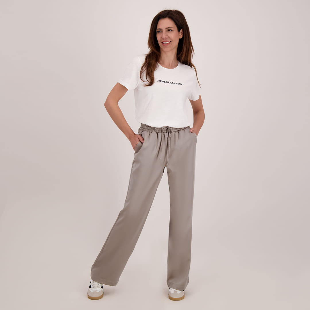 Je m'appelle Broeken Taupe / XS / (30'') Pant Satin Straight | Taupe