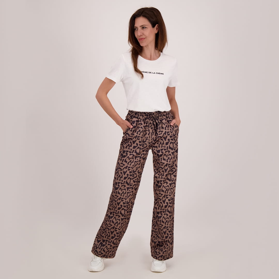 Je m'appelle Broeken Taupe / Zwart / XS / (30'') Pant Satin Straight | Taupe / Zwart
