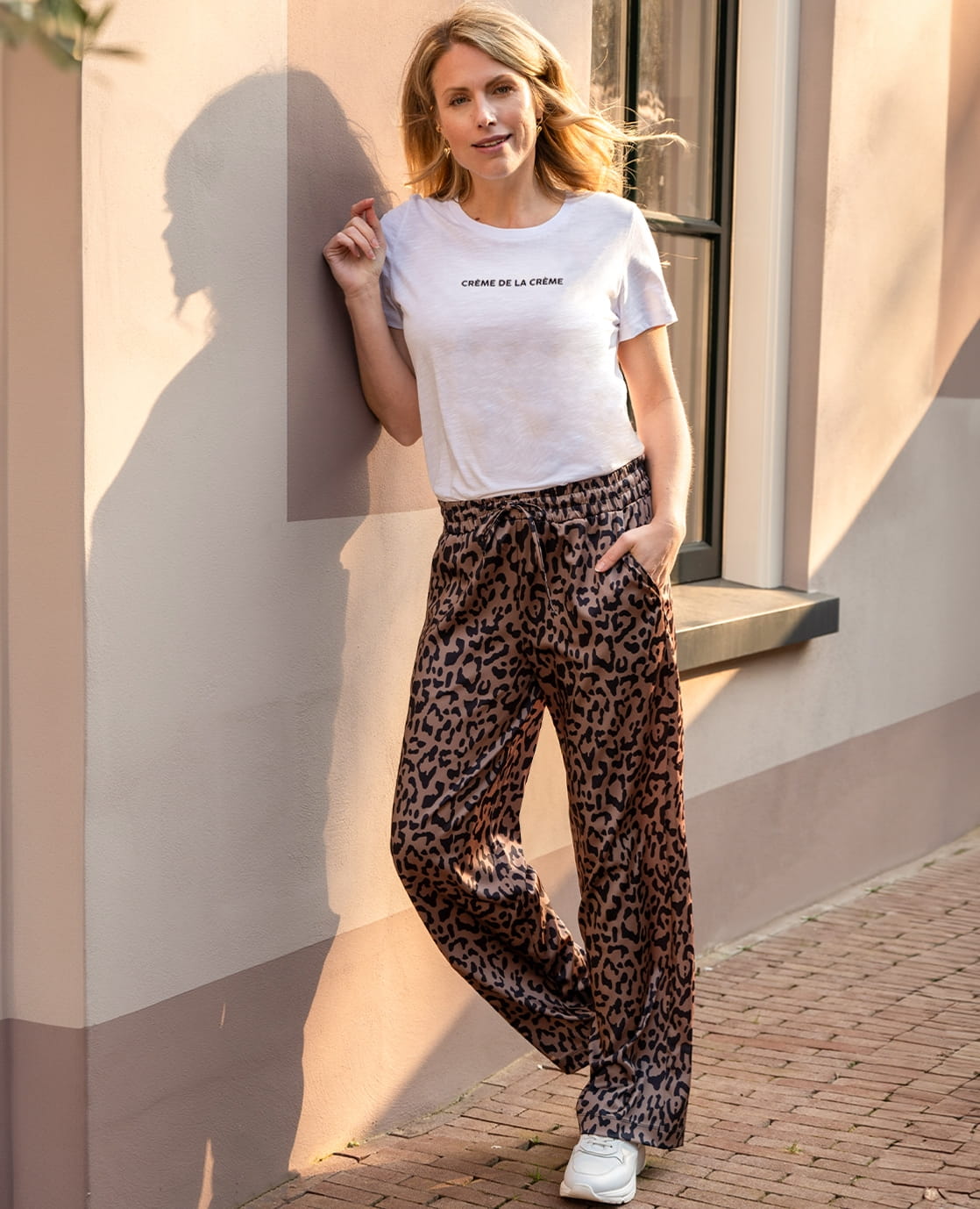 Je m'appelle Broeken Pant Satin Straight | Taupe / Zwart