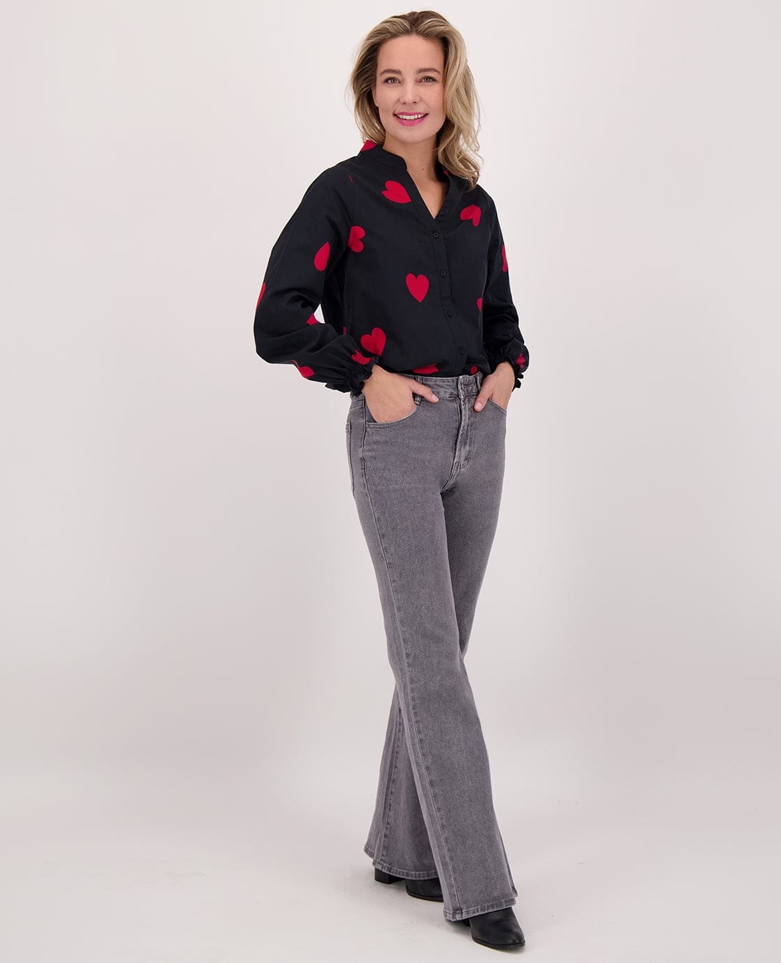 Je m'appelle Broeken Pant Flare Stretch Denim | Grey