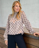 Je m'appelle Tops Dark Greige/Black / XS Top Colle | Dark Greige/Black
