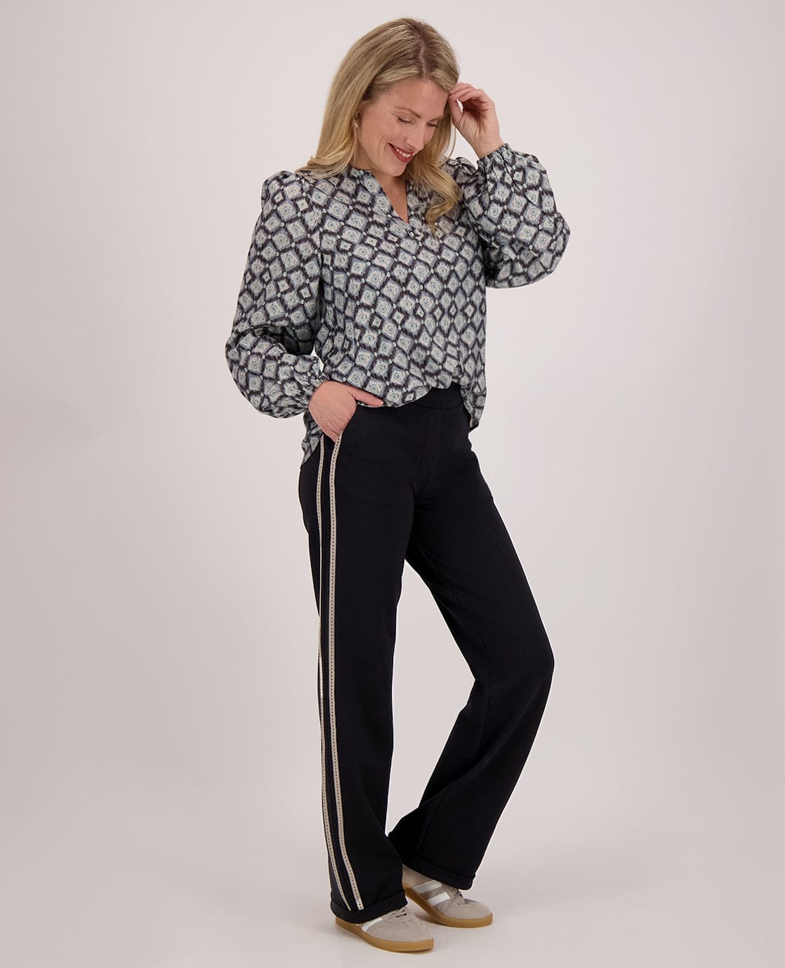 Je m'appelle Broeken Pant Straight | Black/Ecru