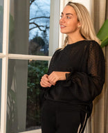 Je m'appelle Tops Top Dotted Mesh | Zwart