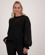 Je m'appelle Tops Top Dotted Mesh | Zwart