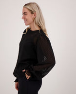Je m'appelle Tops Top Dotted Mesh | Zwart