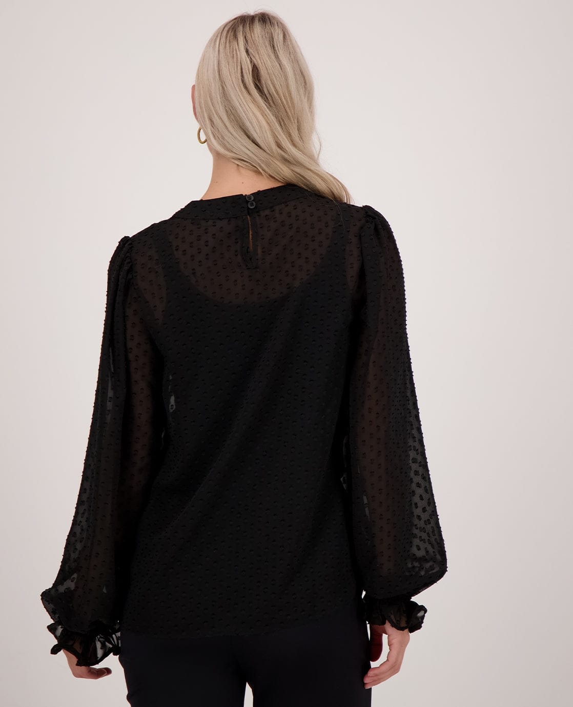 Je m'appelle Tops Top Dotted Mesh | Zwart