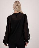 Je m'appelle Tops Top Dotted Mesh | Zwart