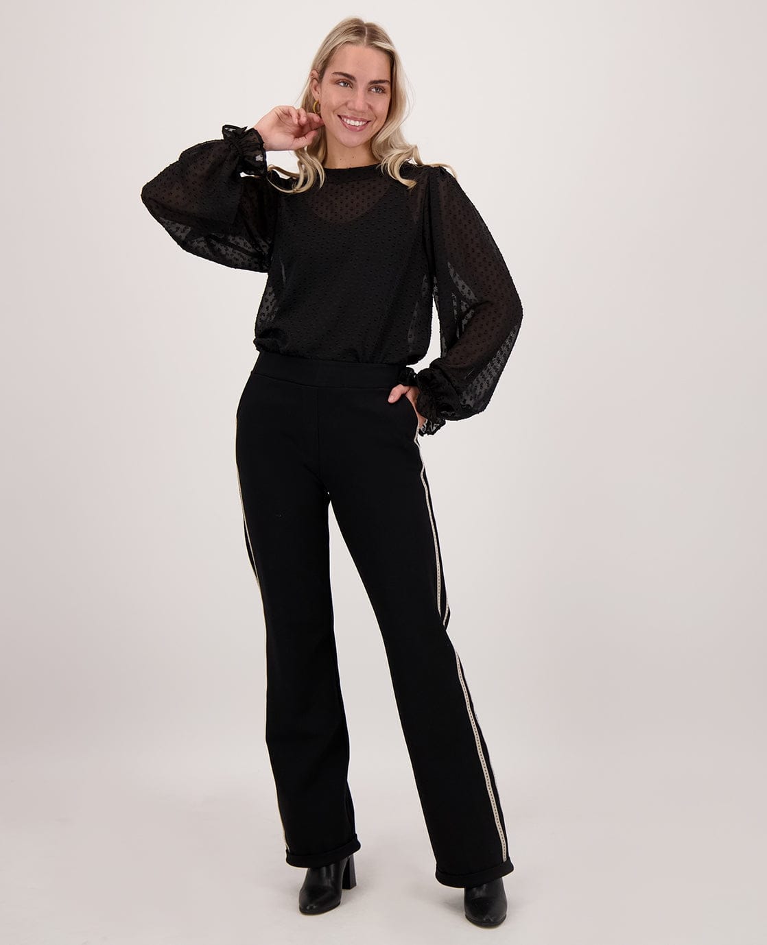 Je m'appelle Tops Top Dotted Mesh | Zwart
