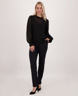 Je m'appelle Tops Top Dotted Mesh | Zwart
