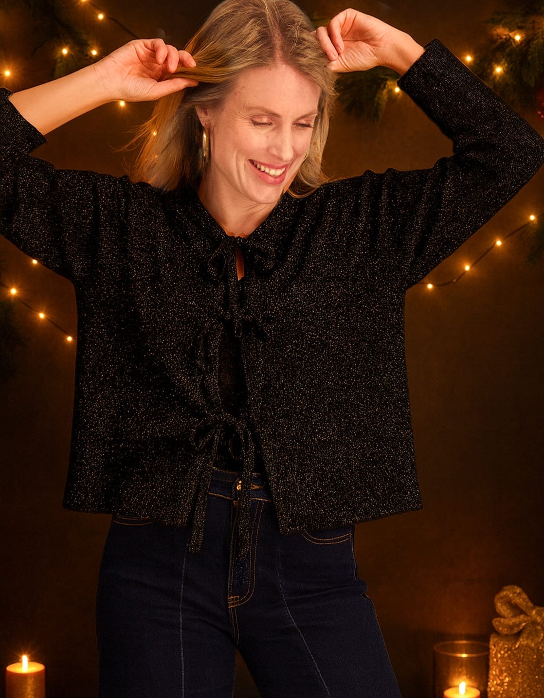 Je m'appelle Tops Zwart / S/M Top Sparkle Bow | Zwart