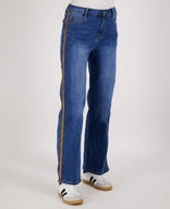 Je m'appelle Broeken Pant Straight Denim | Dark Denim/Camel