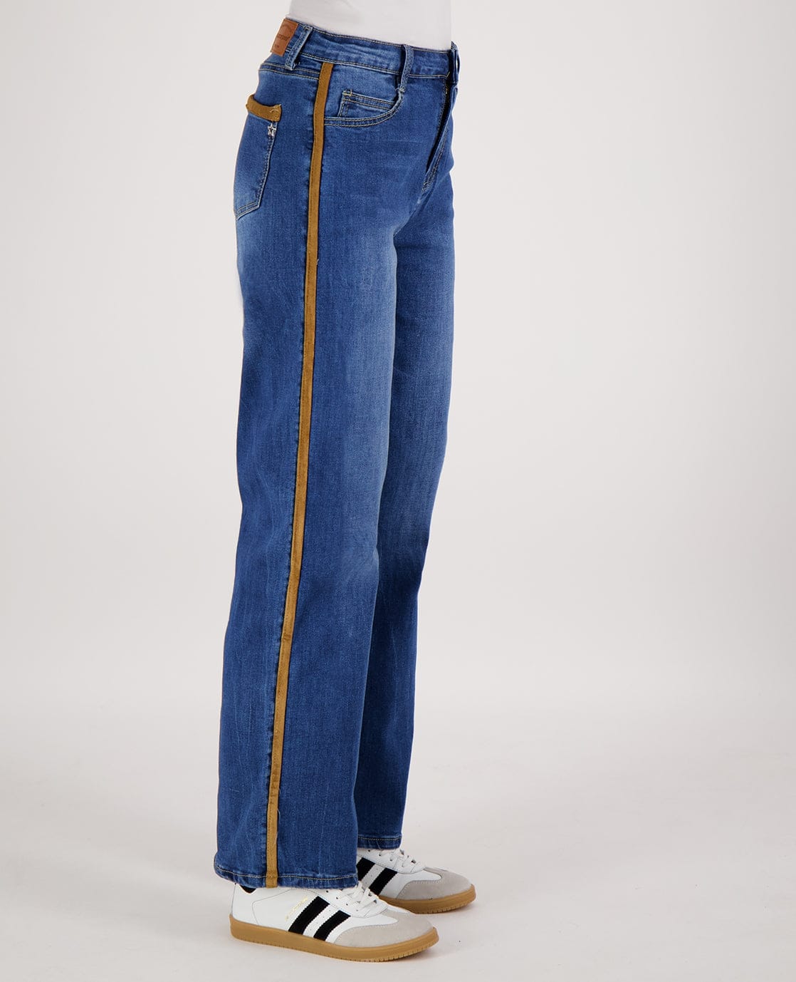 Je m'appelle Broeken Pant Straight Denim | Dark Denim/Camel
