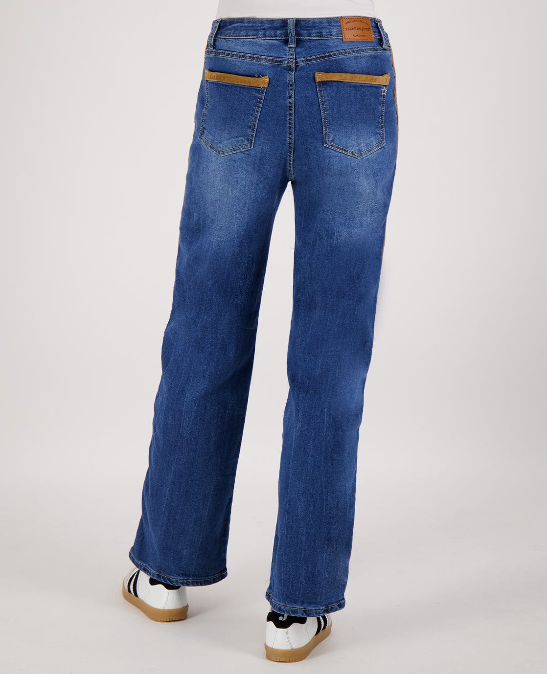 Je m'appelle Broeken Pant Straight Denim | Dark Denim/Camel