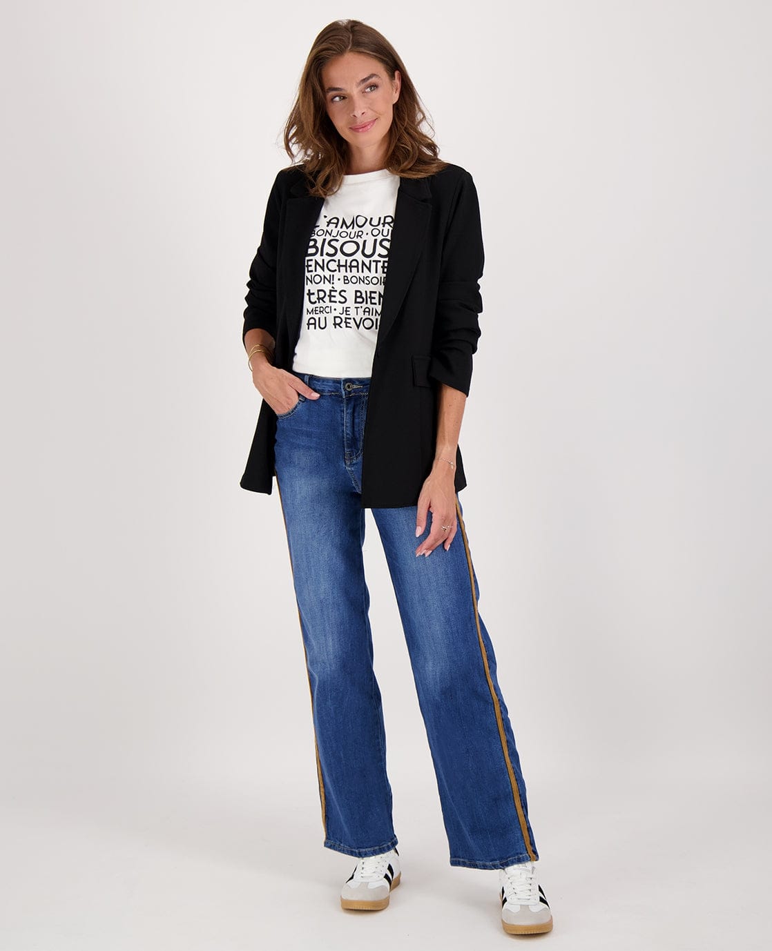 Je m'appelle Broeken Pant Straight Denim | Dark Denim/Camel