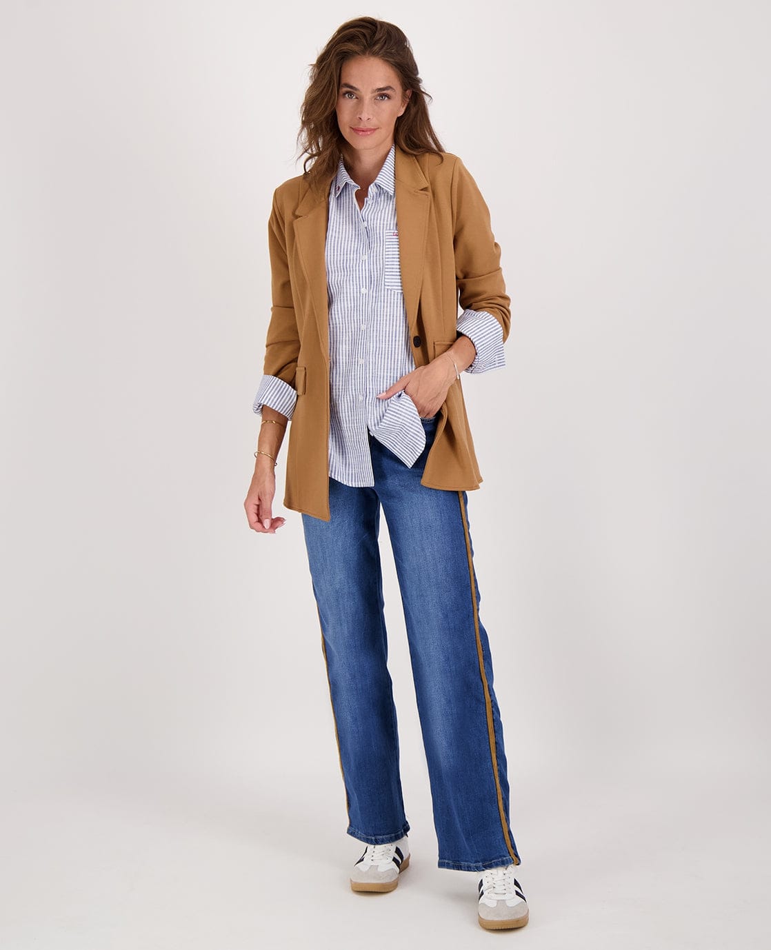 Je m'appelle Broeken Pant Straight Denim | Dark Denim/Camel