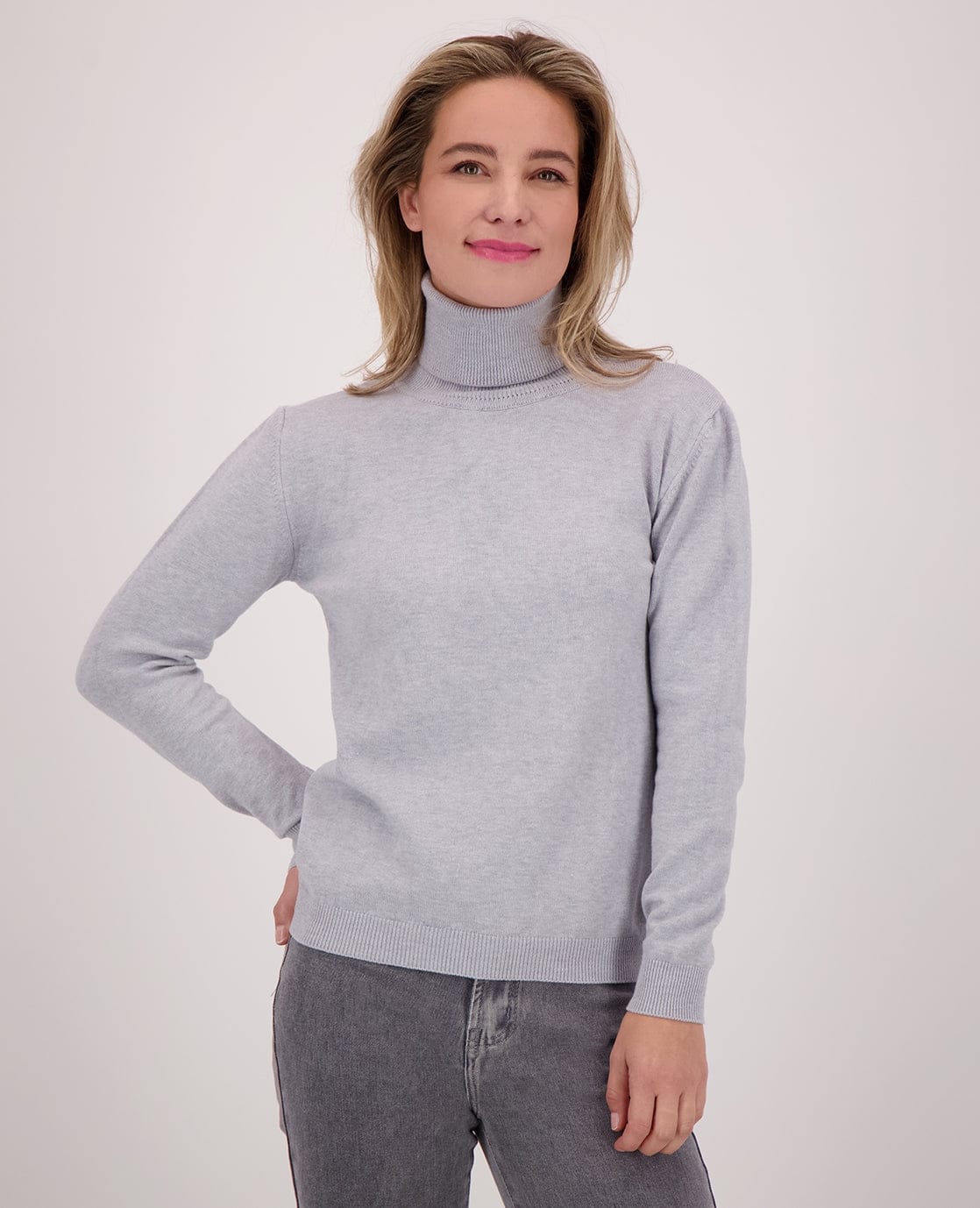 Je m'appelle Tops Light Grey Melange / S/M Pull Colle | Light Grey Melange