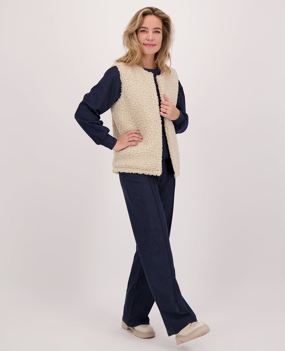 Je m'appelle Tops Ecru / S/M/L/XL Gilet Teddy Reversible | Ecru