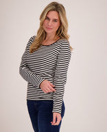 Je m'appelle Tops Zwart/Porselein wit / XS Tee Stripes | Zwart/Porselein wit