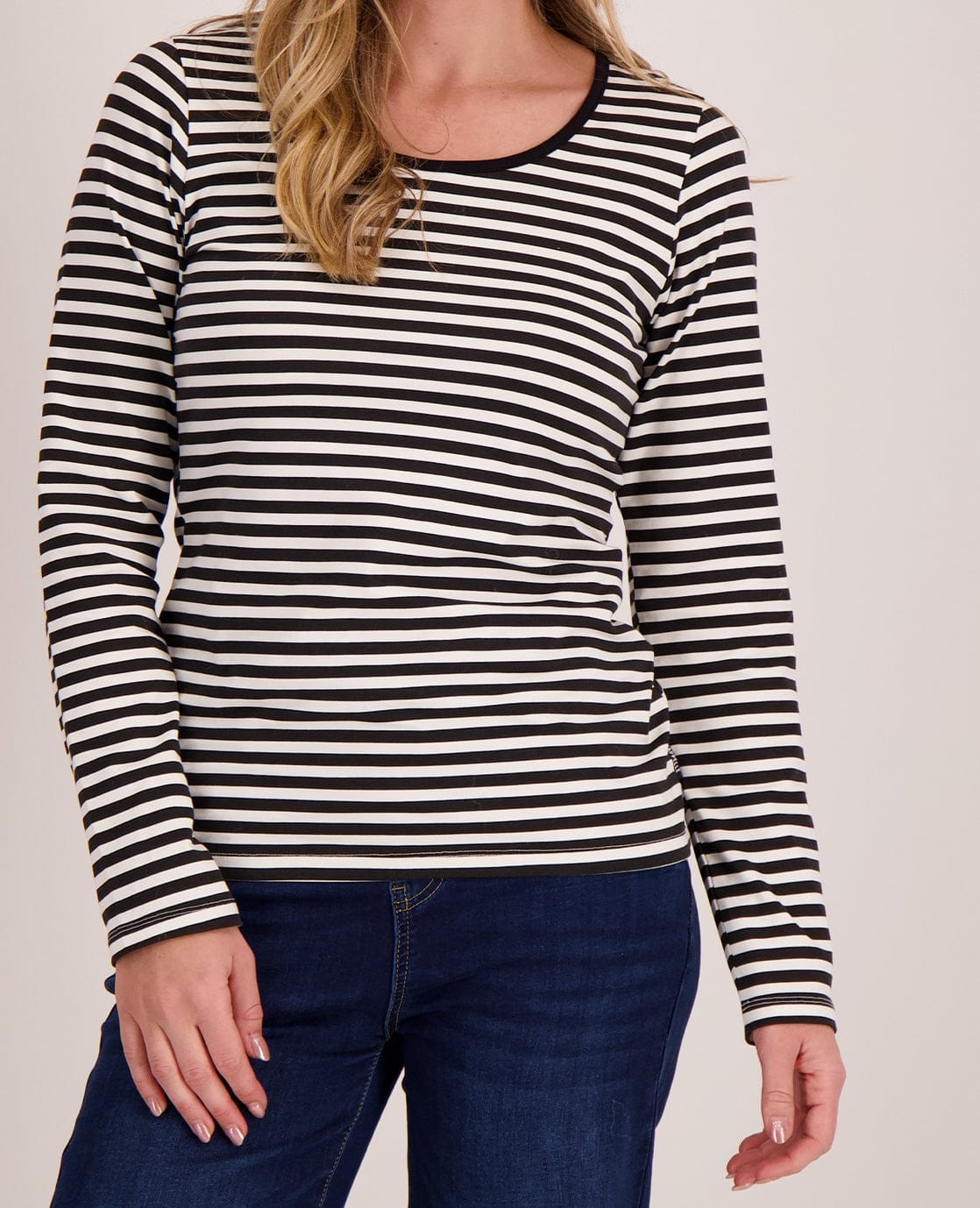 Je m'appelle Tops Tee Stripes | Zwart/Porselein wit