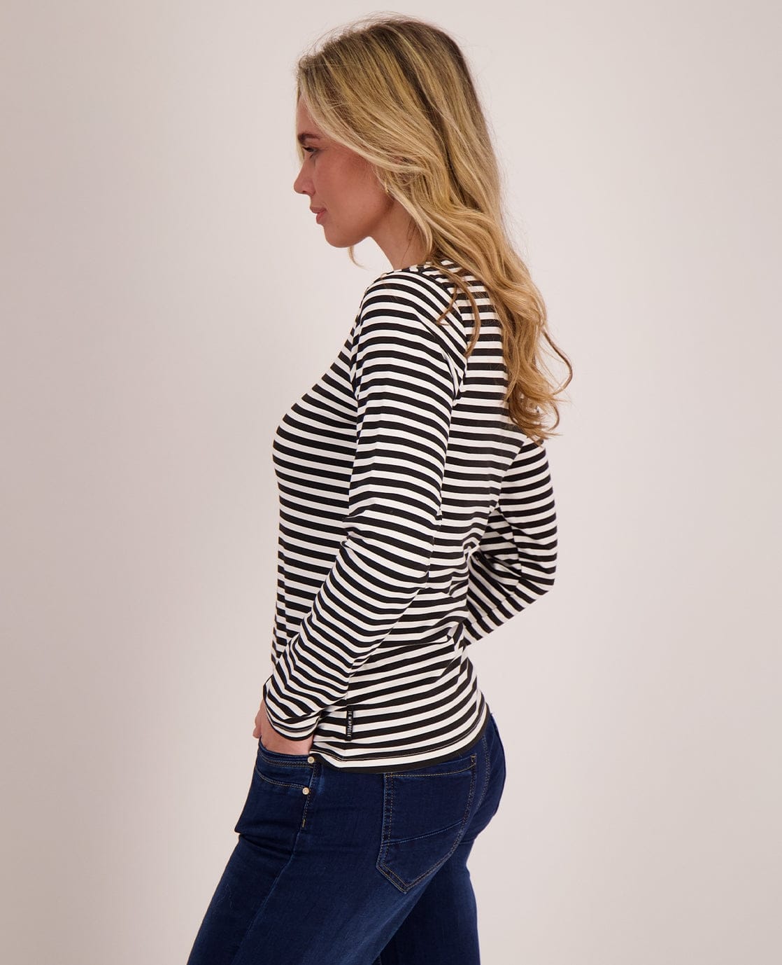 Je m'appelle Tops Tee Stripes | Zwart/Porselein wit