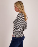 Je m'appelle Tops Tee Stripes | Zwart/Porselein wit