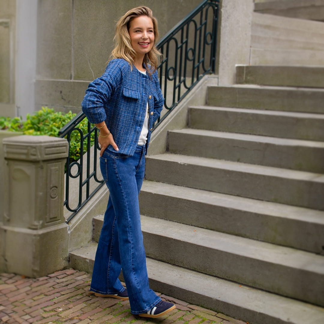 Je m'appelle Broeken Medium Blue / XS / (30'') Pant Flare Superstretch Denim | Medium Blue