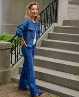 Je m'appelle Broeken Pant Flare Superstretch Denim | Medium Blue