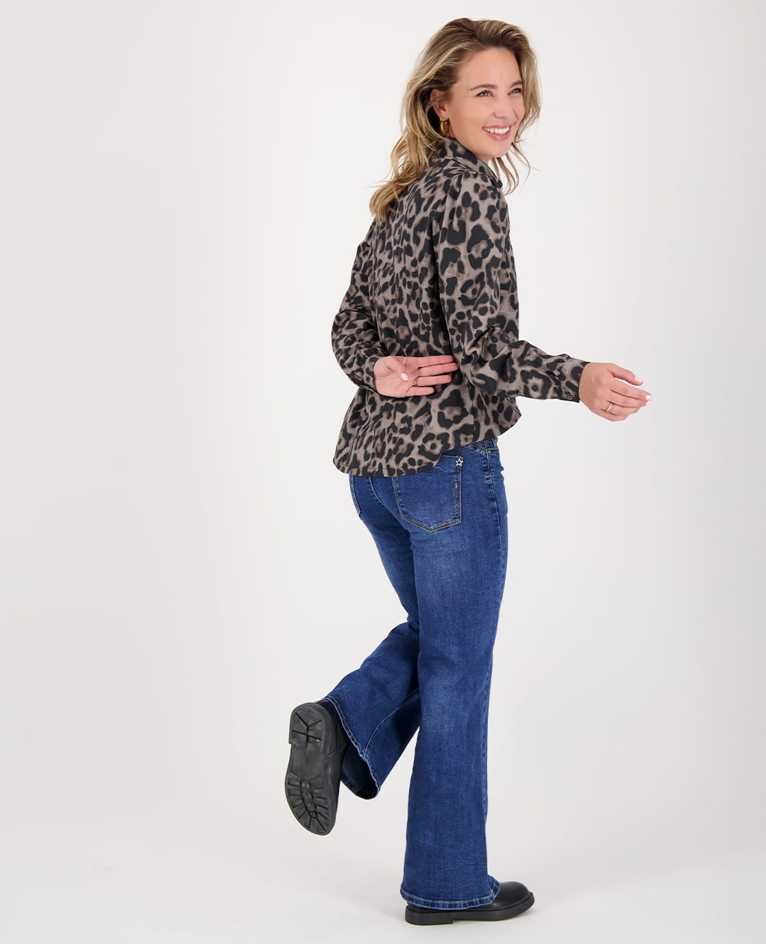 Je m'appelle Broeken Pant Flare Superstretch Denim | Medium Blue
