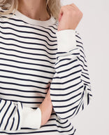 Je m'appelle Tops Sweater Livia | Porselein Wit / Donkerblauw