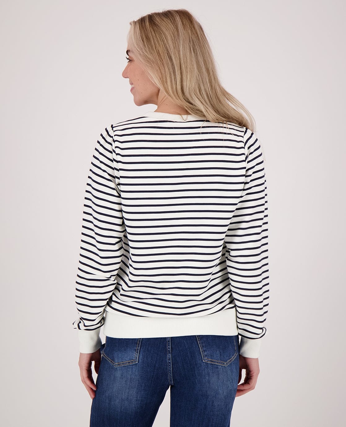 Je m'appelle Tops Sweater Livia | Porselein Wit / Donkerblauw