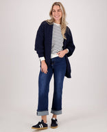 Je m'appelle Tops Sweater Livia | Porselein Wit / Donkerblauw