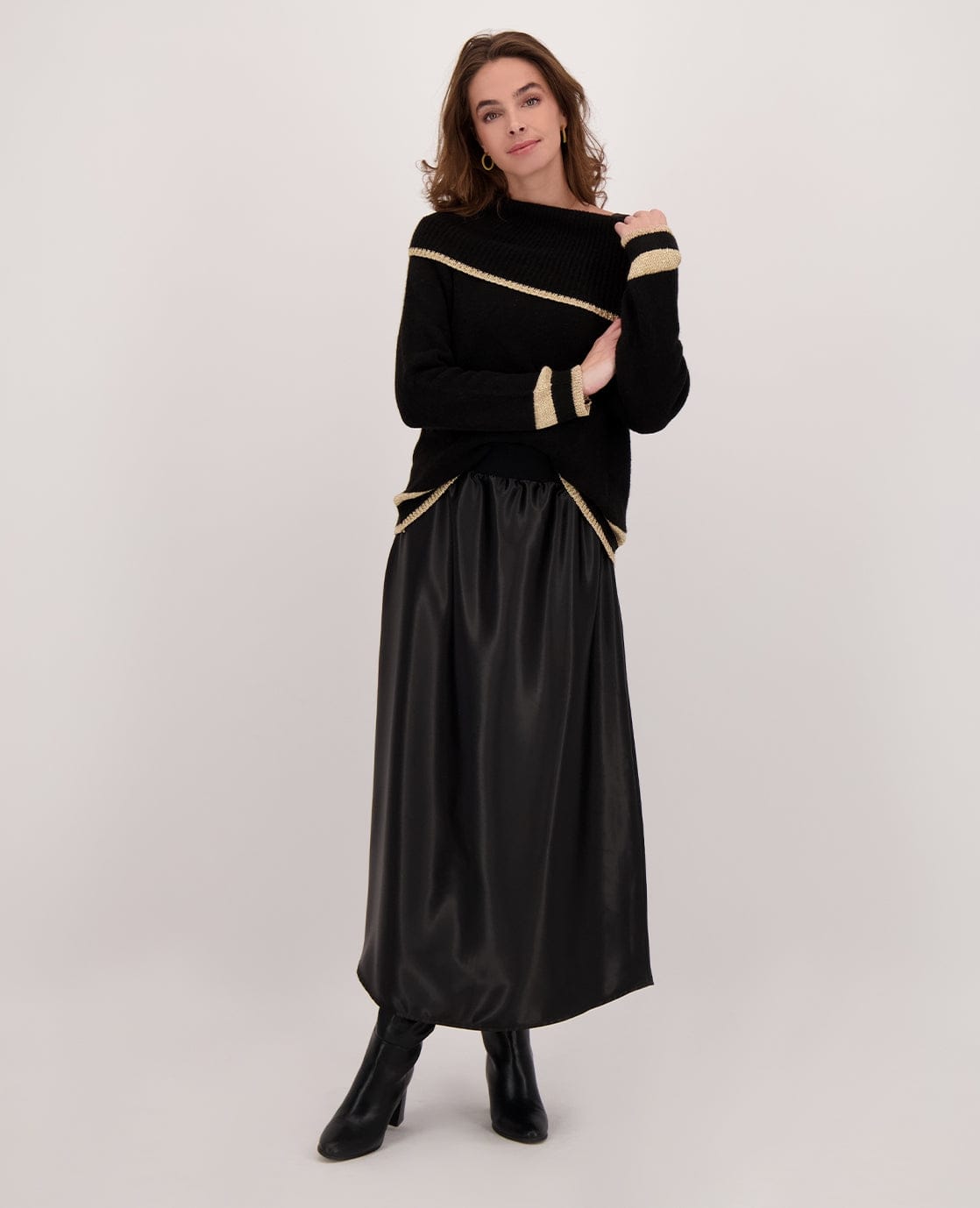 Je m'appelle Tops Pull Knitted | Black/Gold