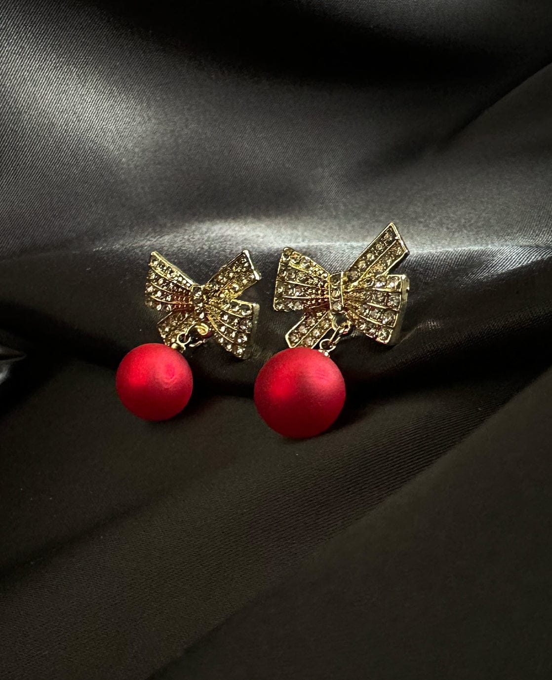 Je m'appelle Accessoires Rood/Goud / One Size Earrings Bow | Rood/Goud