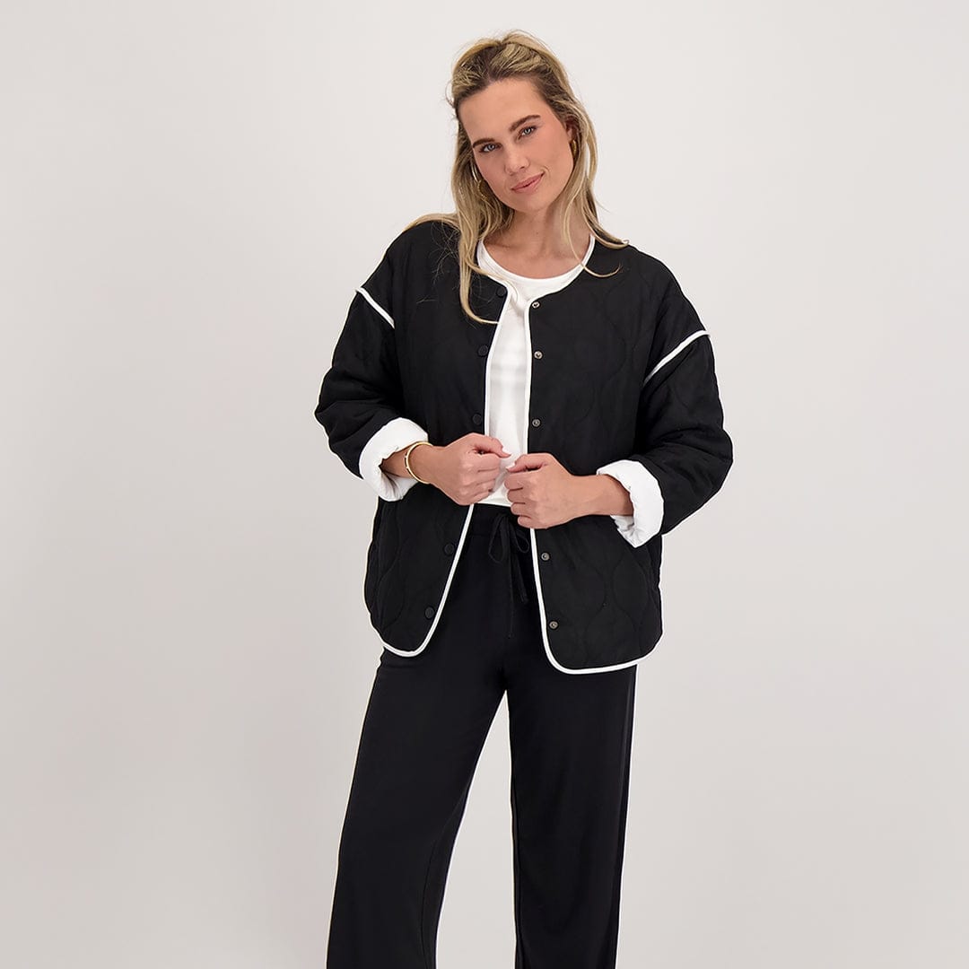 Je m'appelle Jassen Zwart/Porselein wit / XS Jacket Quilted | Zwart/Porselein wit