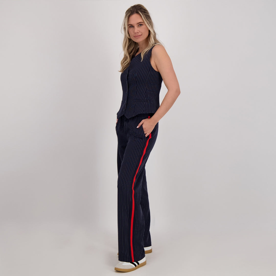 Pant Straight Pinstripe | Donkerblauw / Off White