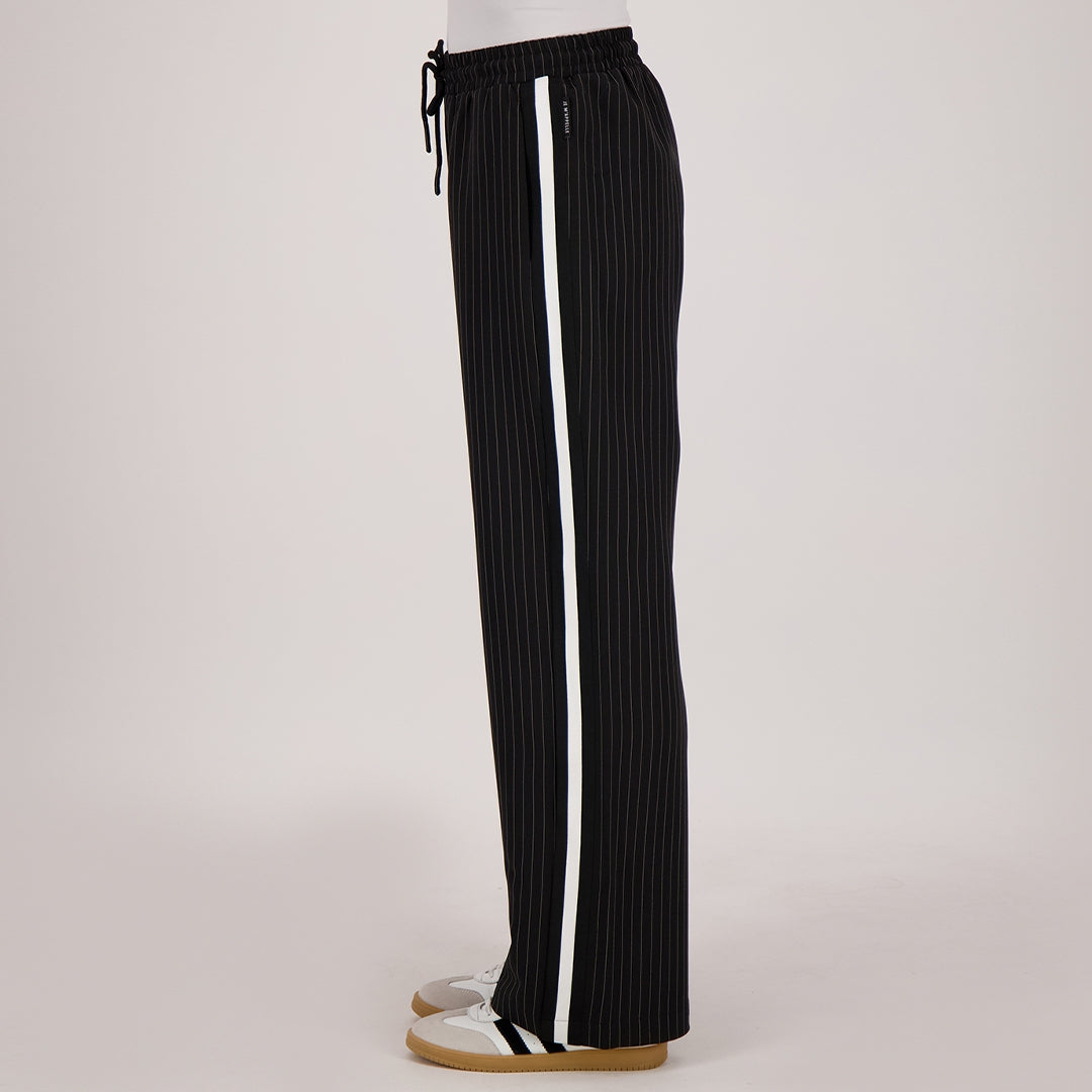 Pant Straight Pinstripe | Zwart/Porselein wit