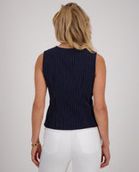 Je m'appelle Tops Gilet Pinstripe | Donkerblauw / Off White